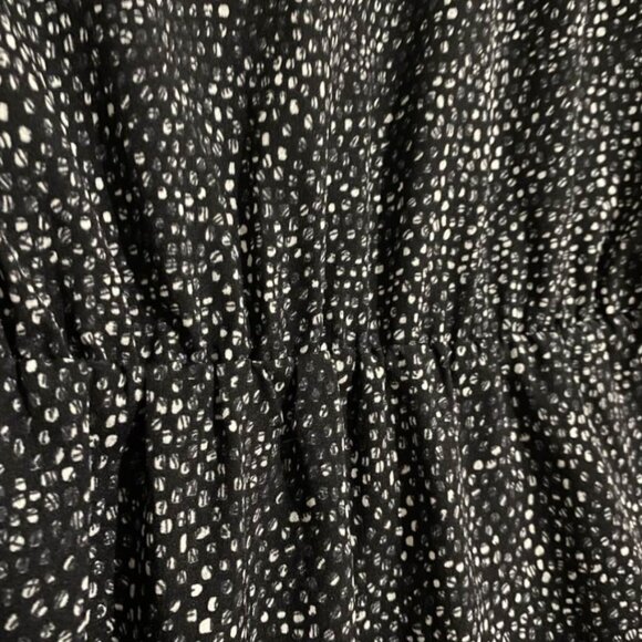 H&M Fit & Flare V-Neck Dress Size 8 - Black White Speckle Print Long Sleeve Mini - Picture 9 of 15